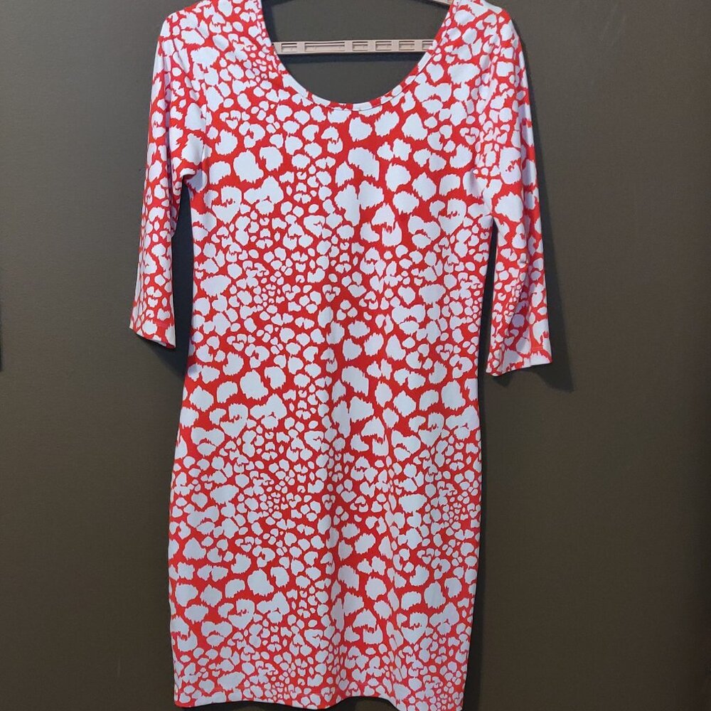 Persifor Kilpatrick Red/White Panthera Bodycon dress SIZE LARGE